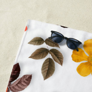 Yellow Flowers and White Roses 15 Beach Towel