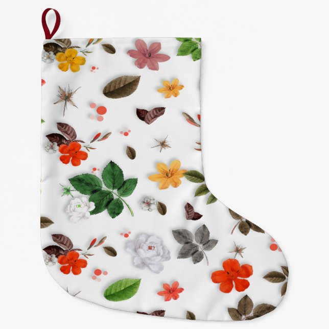 Yellow Flowers and White Roses 15 Large Christmas Stocking (Front)