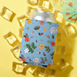 Yellow Flowers and White Roses 18 Can Cooler