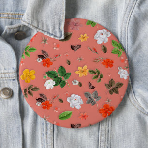 Yellow Flowers and White Roses 19 6 Inch Round Button