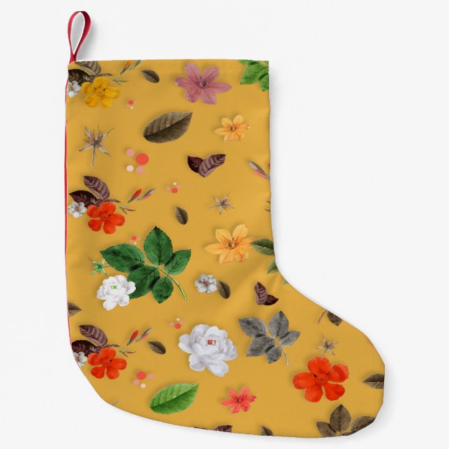 Yellow Flowers and White Roses 20 Small Christmas Stocking (Front)