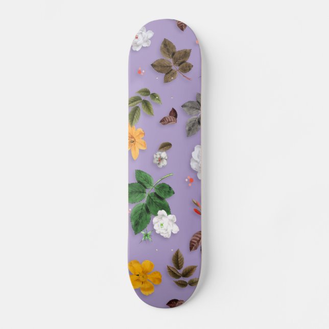 Yellow Flowers and White Roses 21 Skateboard (Front)