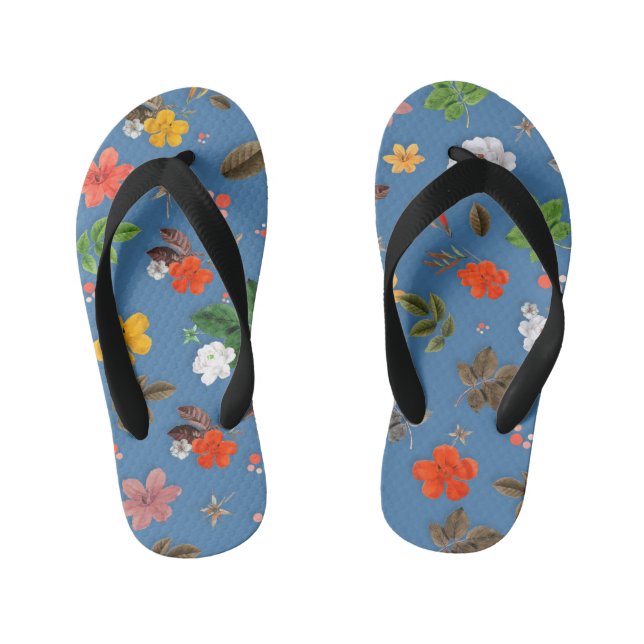 Yellow Flowers and White Roses 23 Kid's Flip Flops (Footbed)