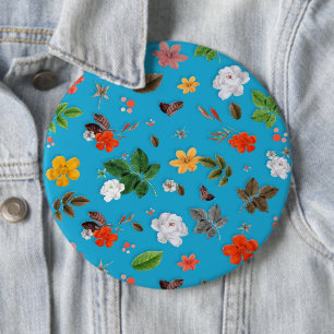 Yellow Flowers and White Roses 24 6 Inch Round Button