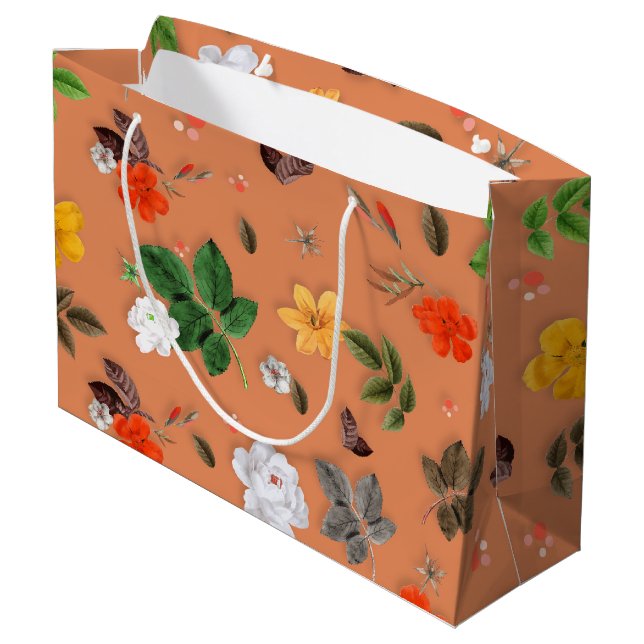 Yellow Flowers and White Roses 25 Large Gift Bag (Back Angled)