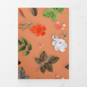 Yellow Flowers and White Roses 25 Tri-Fold Holiday Card