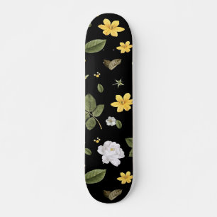 Yellow Flowers and White Roses 2 Skateboard