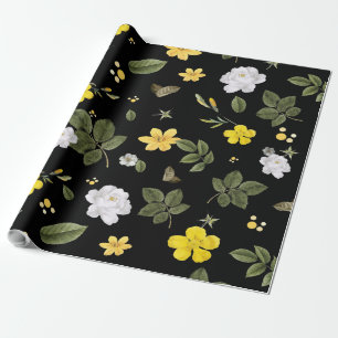 Yellow Flowers and White Roses 2 Wrapping Paper