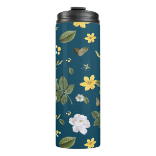 Yellow Flowers and White Roses Thermal Tumbler
