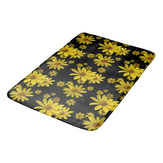 Yellow Flowers Bath Mat (Angled)