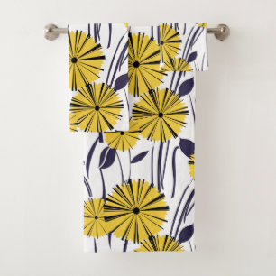 Yellow flowers bath towel set