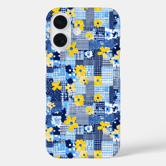 Yellow Flowers Blue Pattern Case-Mate iPhone Case (Back)