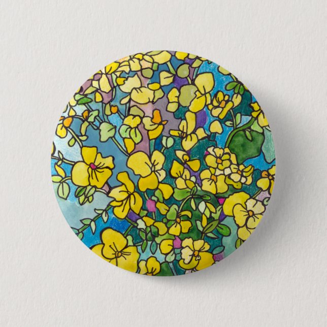 Yellow Flowers Button (Front)