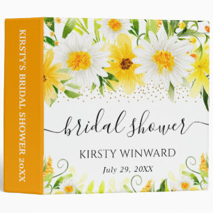 Yellow Flowers & Daisies Bridal Shower Photo Album Binder