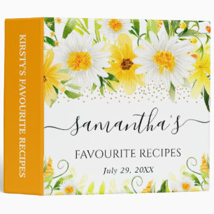 Yellow Flowers & Daisies Recipe Photo Album Binder