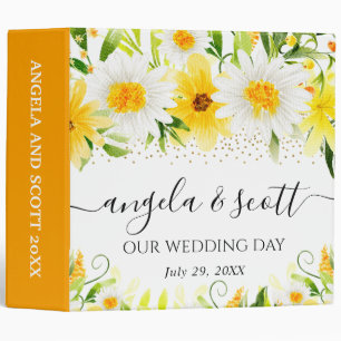Yellow Flowers & Daisies Wedding Photo Album Binder