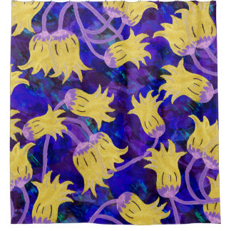 Yellow flowers: dark background watercolor artwork