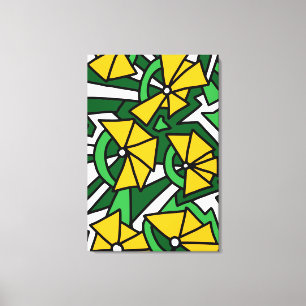 Yellow Flowers Doodle Art Canvas Print