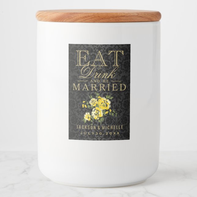 Yellow Flowers - Eat, Drink and Be Married Food Label (Front)
