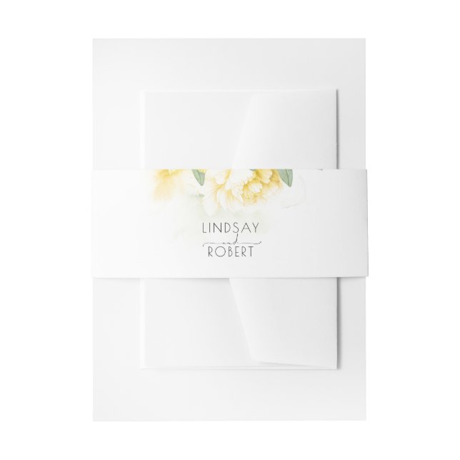 Yellow Flowers Elegant Wedding Invitation Belly Band (Front Example)