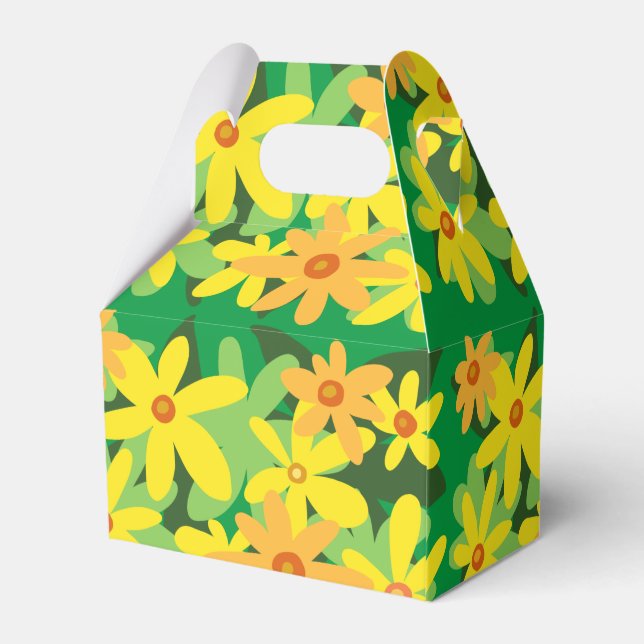 Yellow flowers  favor box (Back Side)