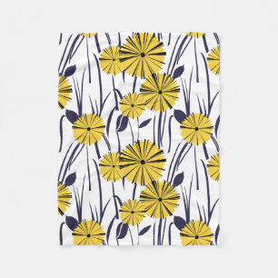 Yellow flowers fleece blanket