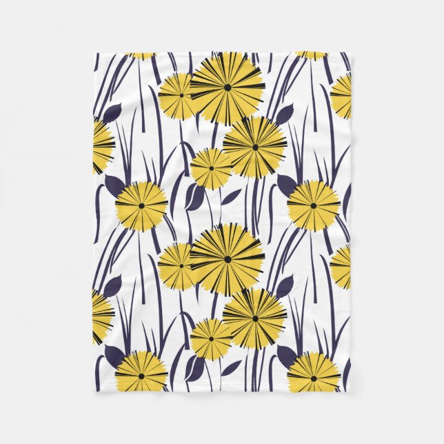 Yellow flowers fleece blanket (Front)