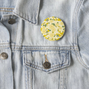 Yellow Flowers, Floral Pattern, Pattern Of Flowers 2 Inch Round Button