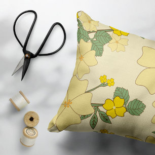 Yellow Flowers, Floral Pattern, Pattern Of Flowers Accent Pillow