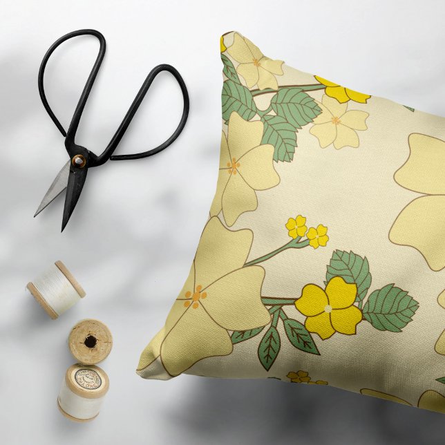 Yellow Flowers, Floral Pattern, Pattern Of Flowers Accent Pillow (Creator Uploaded)