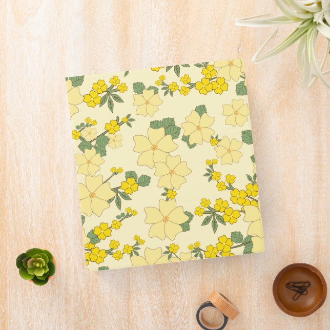 Yellow Flowers, Floral Pattern, Pattern Of Flowers Binder (In Situ)