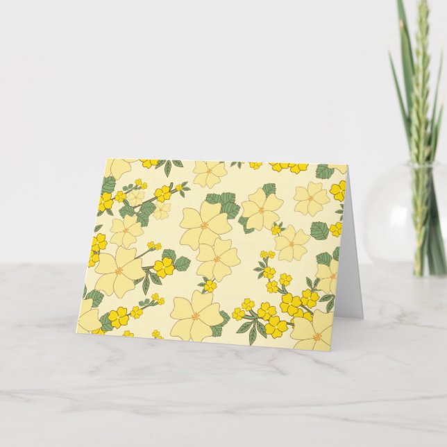 Yellow Flowers, Floral Pattern, Pattern Of Flowers Card (Front)