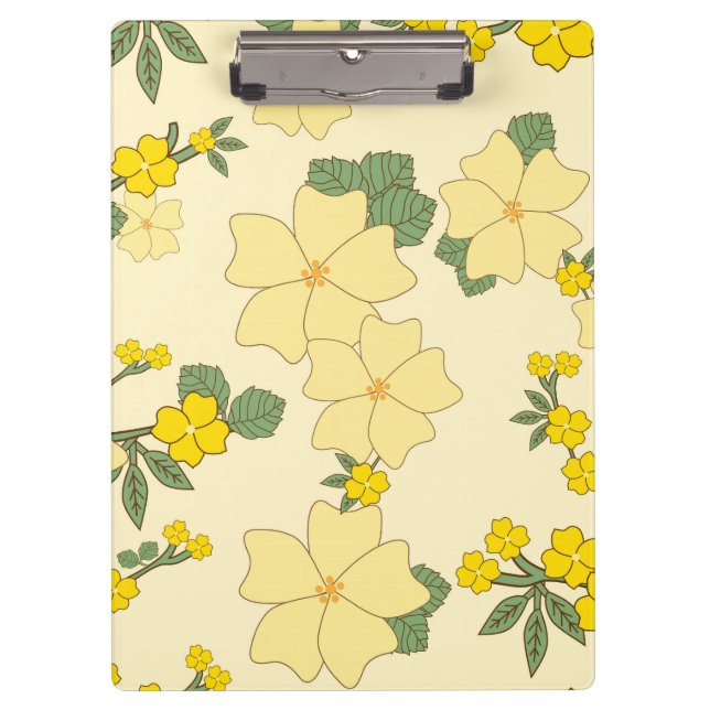 Yellow Flowers, Floral Pattern, Pattern Of Flowers Clipboard (Front)