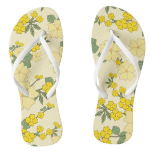 Yellow Flowers, Floral Pattern, Pattern Of Flowers Flip Flops