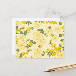Yellow Flowers, Floral Pattern, Pattern Of Flowers Postcard