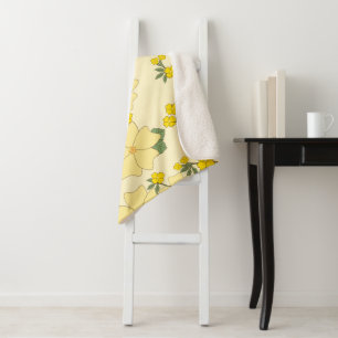 Yellow Flowers, Floral Pattern, Pattern Of Flowers Sherpa Blanket