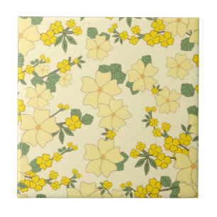 Yellow Flowers, Floral Pattern, Pattern Of Flowers Tile