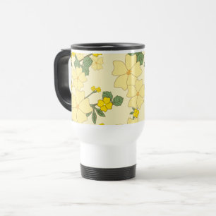 Yellow Flowers, Floral Pattern, Pattern Of Flowers Travel Mug