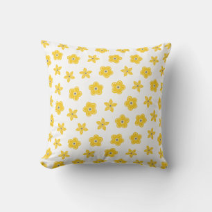 Yellow Flowers Floral Pattern Throw Pillow