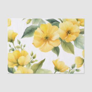 Yellow Flowers Garden Soft Watercolor Tissue Paper