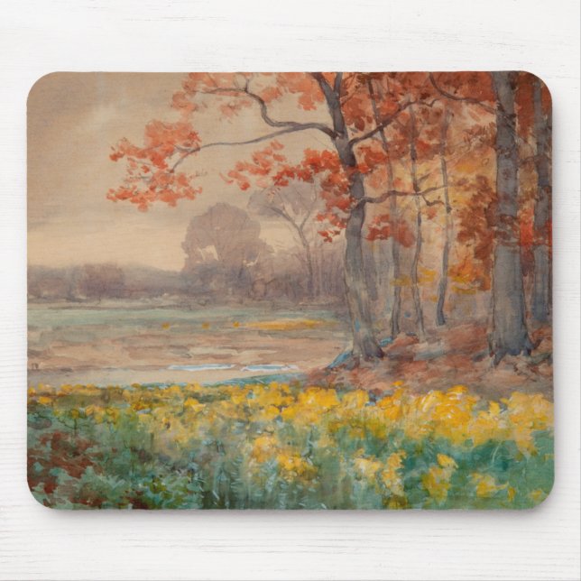 Yellow Flowers Grey Day, 1911 Mouse Pad (Front)
