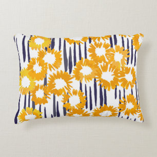 Yellow Flowers: Hand-Painted Vintage Accent Pillow