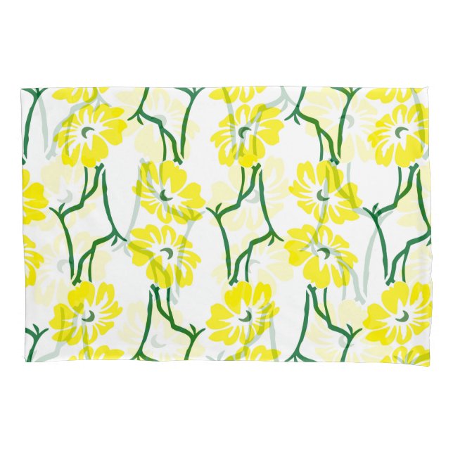 Yellow Flowers: Illustrated Seamless Pattern Pillowcase (Front)