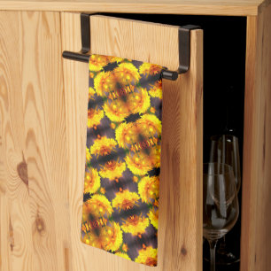 Yellow Flowers In Sunshine Abstract Pattern      Kitchen Towel