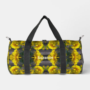 Yellow Flowers In Sunshine Abstract Personalized Duffle Bag