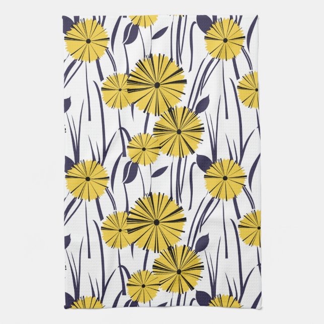 Yellow flowers kitchen towel (Vertical)