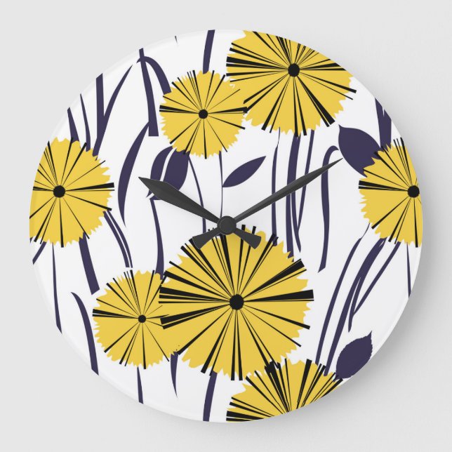 Yellow flowers large clock (Front)