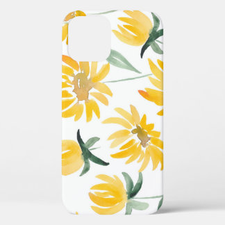 Yellow Flowers Leaf Summer Pattern iPhone 12 Case
