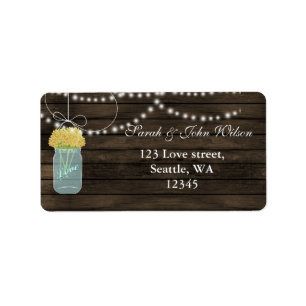 yellow flowers mason jar address label