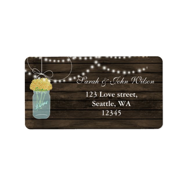 yellow flowers mason jar address label (Front)